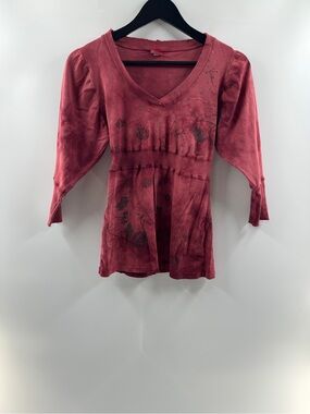 Glima Y2K Floral Tie Dye Quarter Sleeve Top – Women's Medium